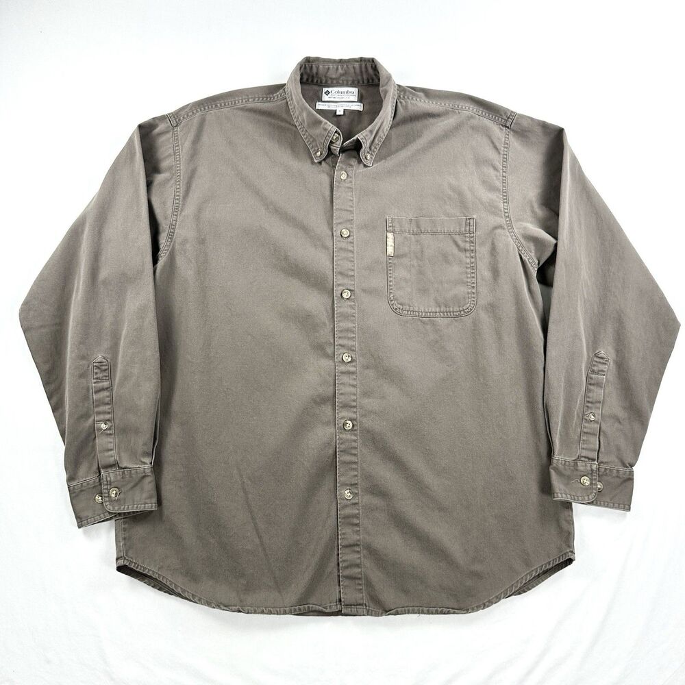 Columbia Button Down Oxford Shirt Mens XL Brown Cotton Pocket